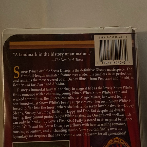 Walt Disney’s masterpiece Snow White and the Seven Dwarfs vhs in original case - Picture 5 of 9